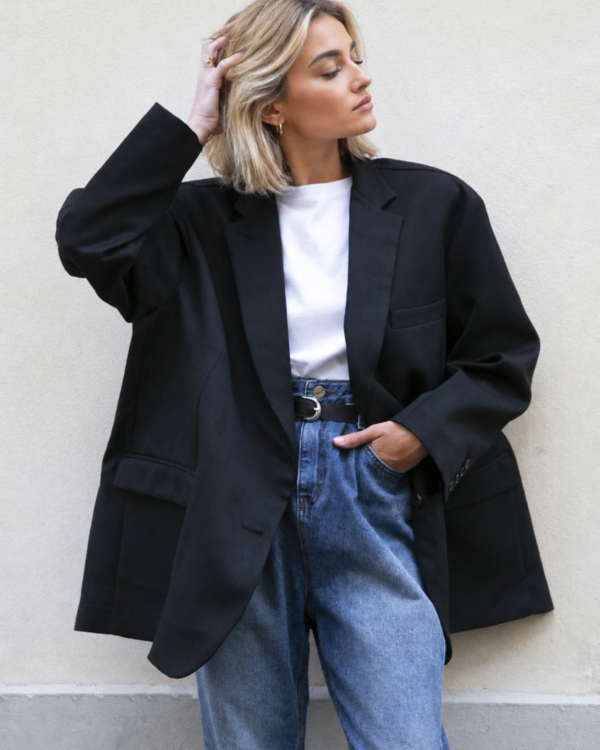 Tünd Lacivərd Geniş Kəsimli Oversize Pencək