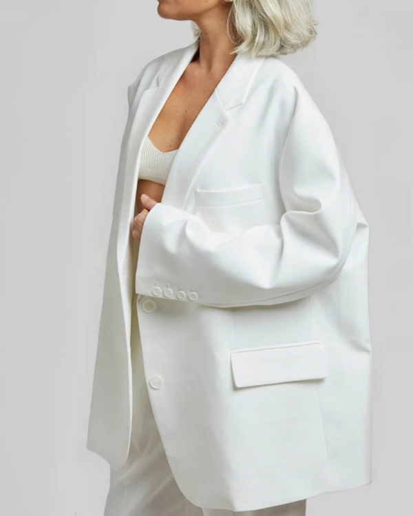 Ağ Klassik Oversize Pencək