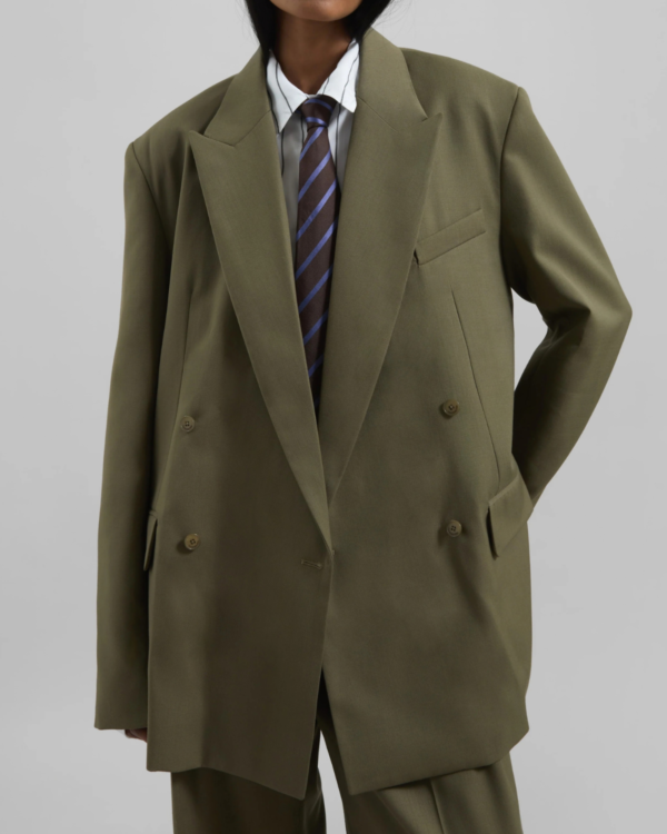 Xaki İkisıralı Oversize Pencək