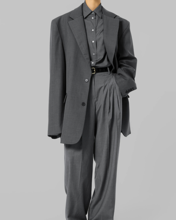 Boz Klassik Oversize Pencək