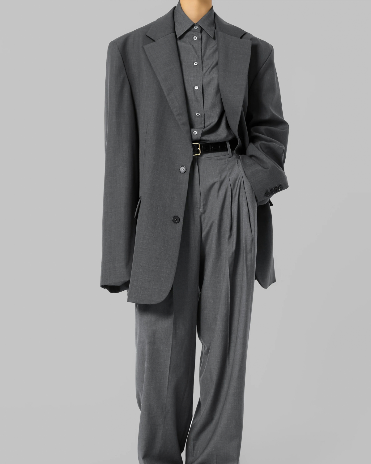 Boz Klassik Oversize Pencək